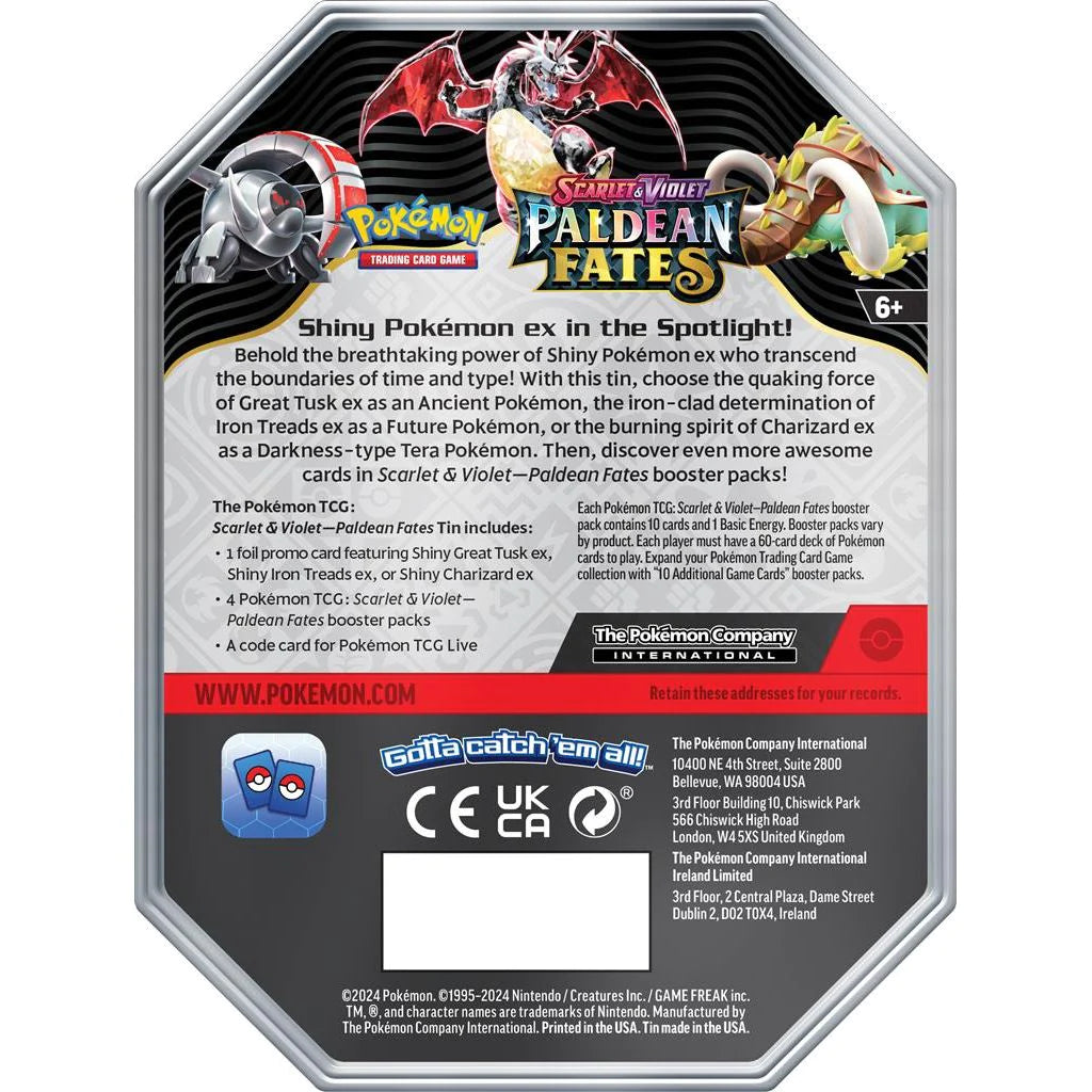 Pokemon - Scarlet & Violet Paldean Fates ex Tin: Charizard ex